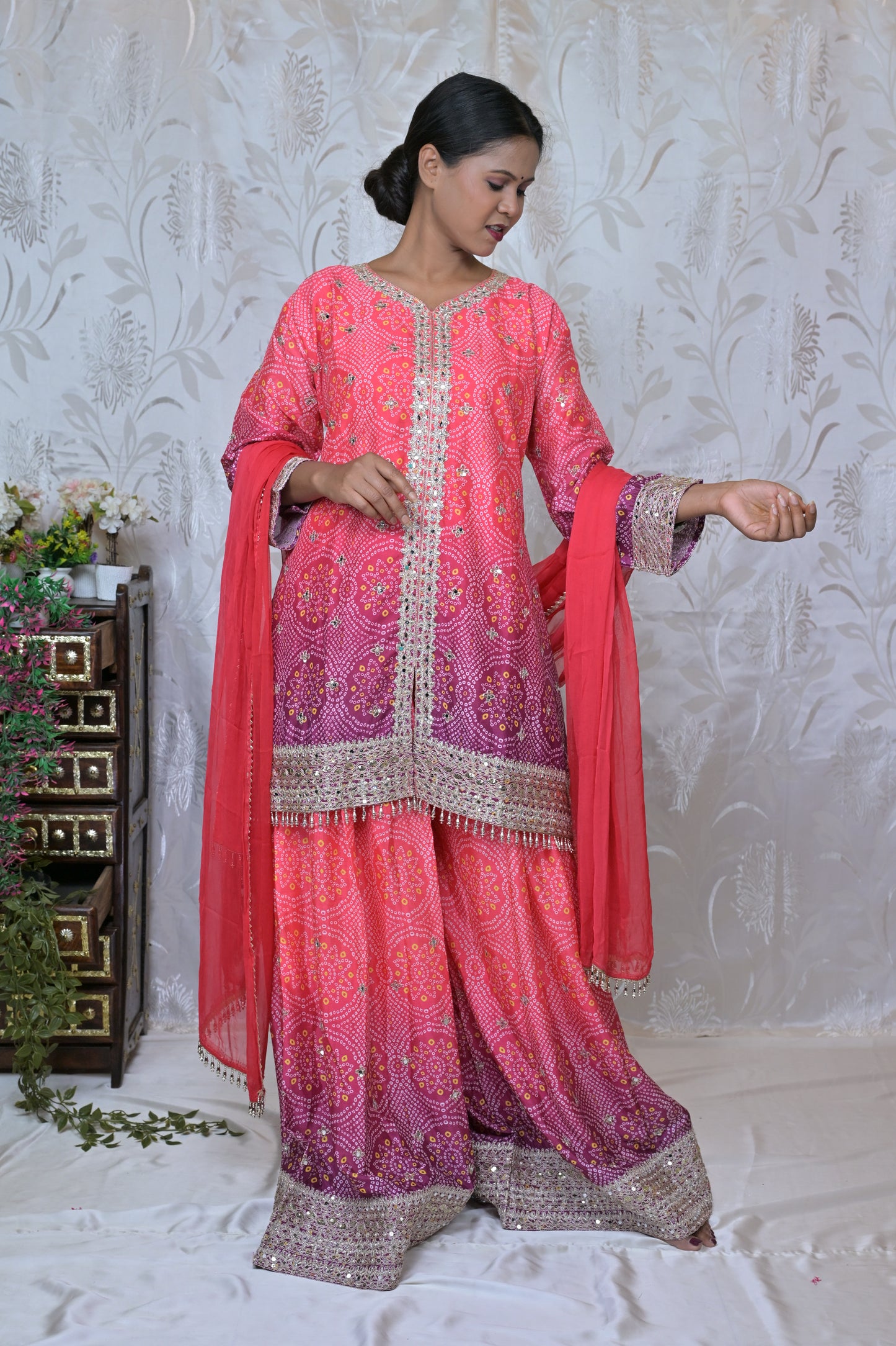 Vibrant Ombre Bandhani Print Suit Set