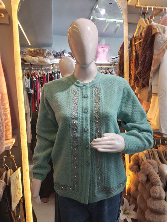 Victorian Whisper" Embellished Knit Cardigan