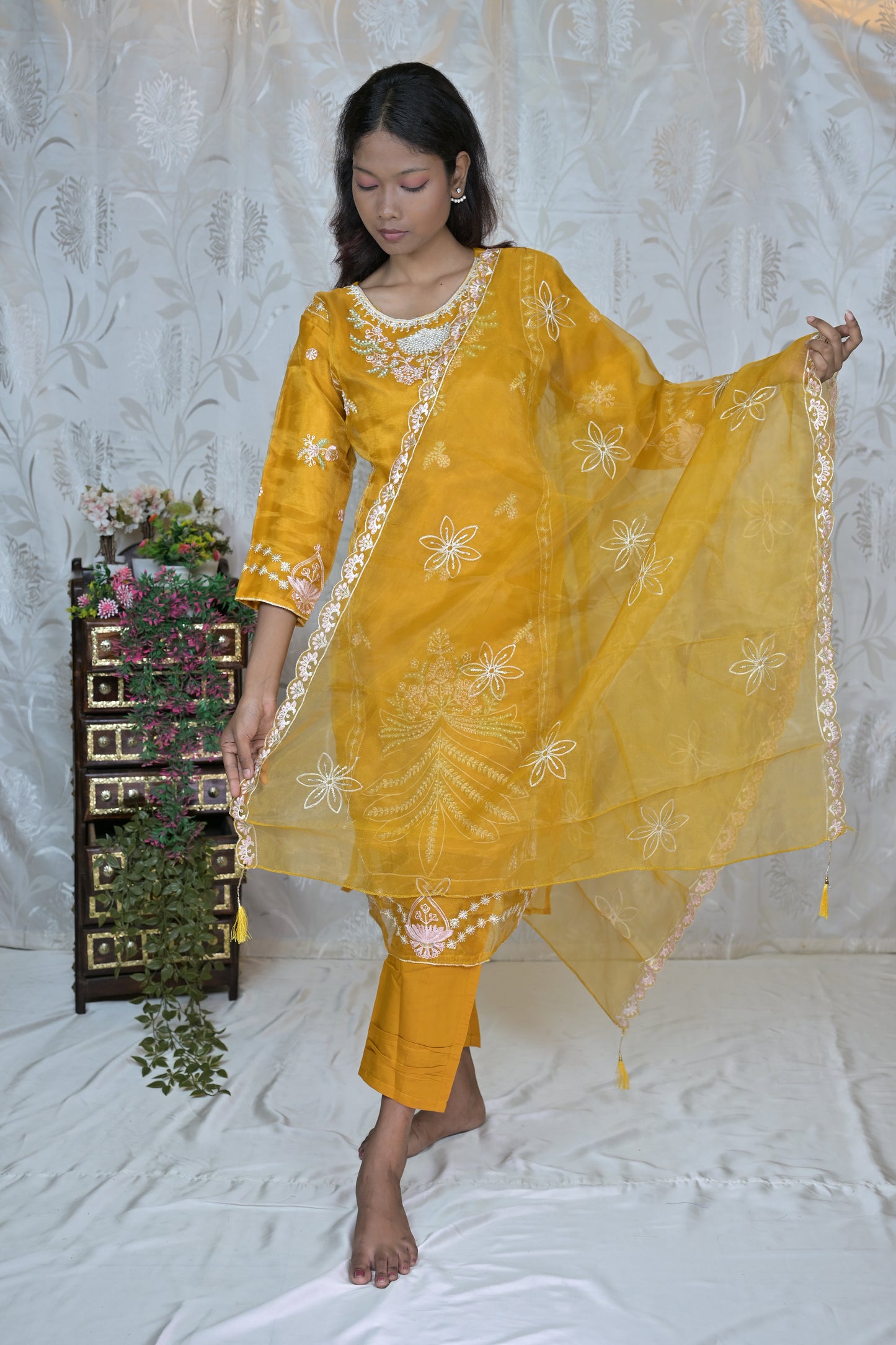 Opulent Embroidered Organza Ethnic Set