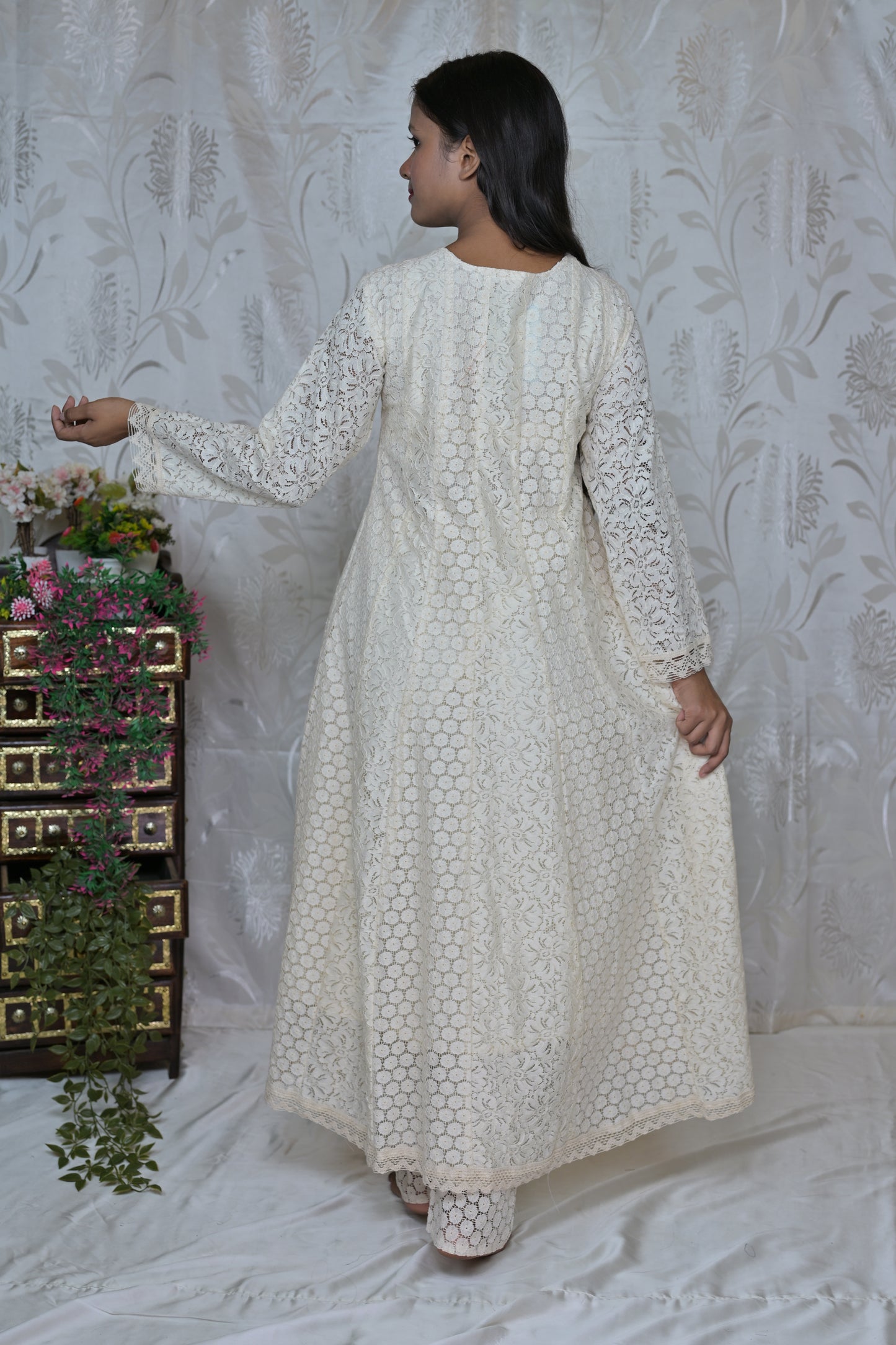 Off-White Cutwork Suit Set