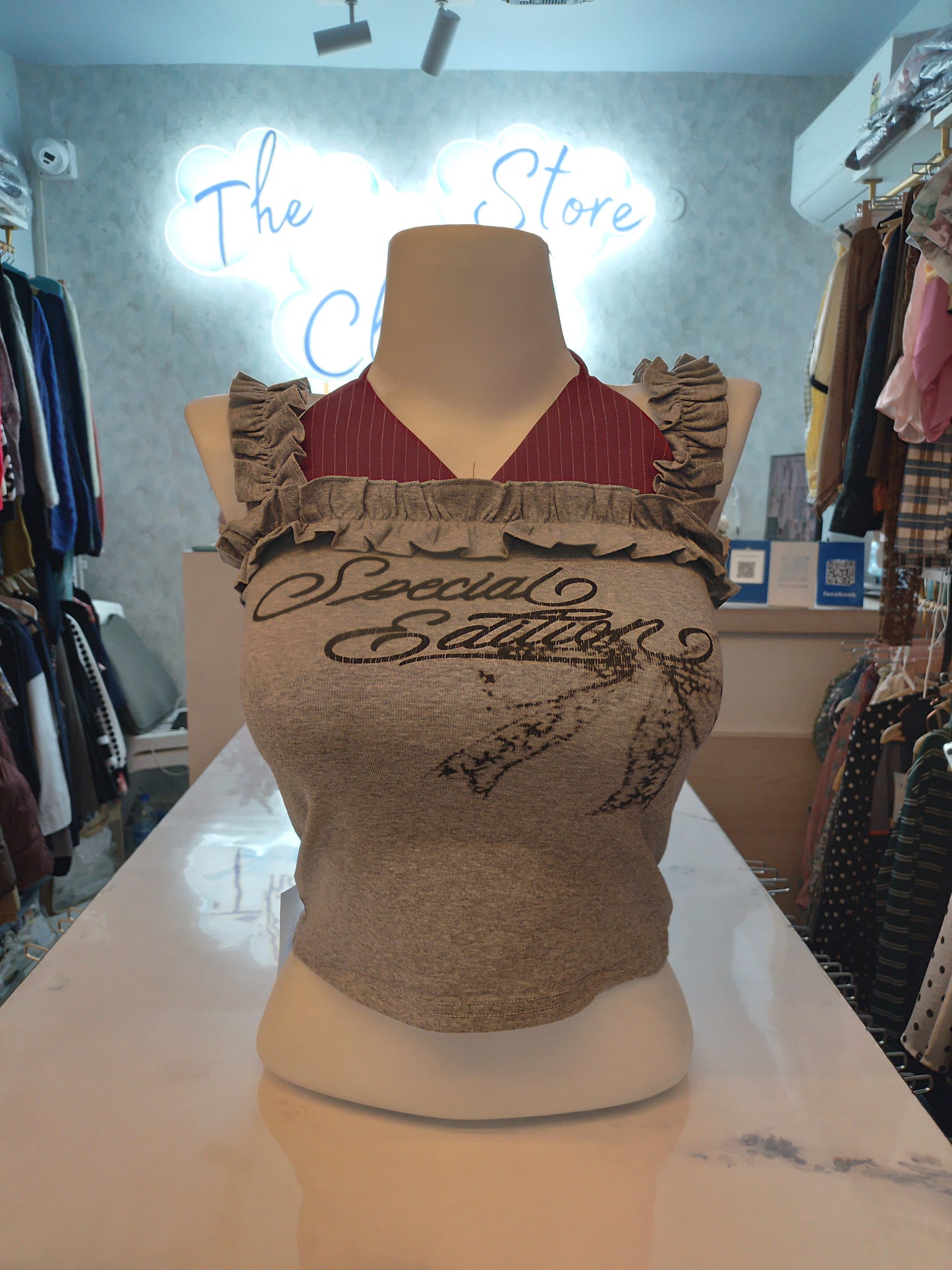 "Sweetheart Dusk" Lace-Trim Cropped Cami