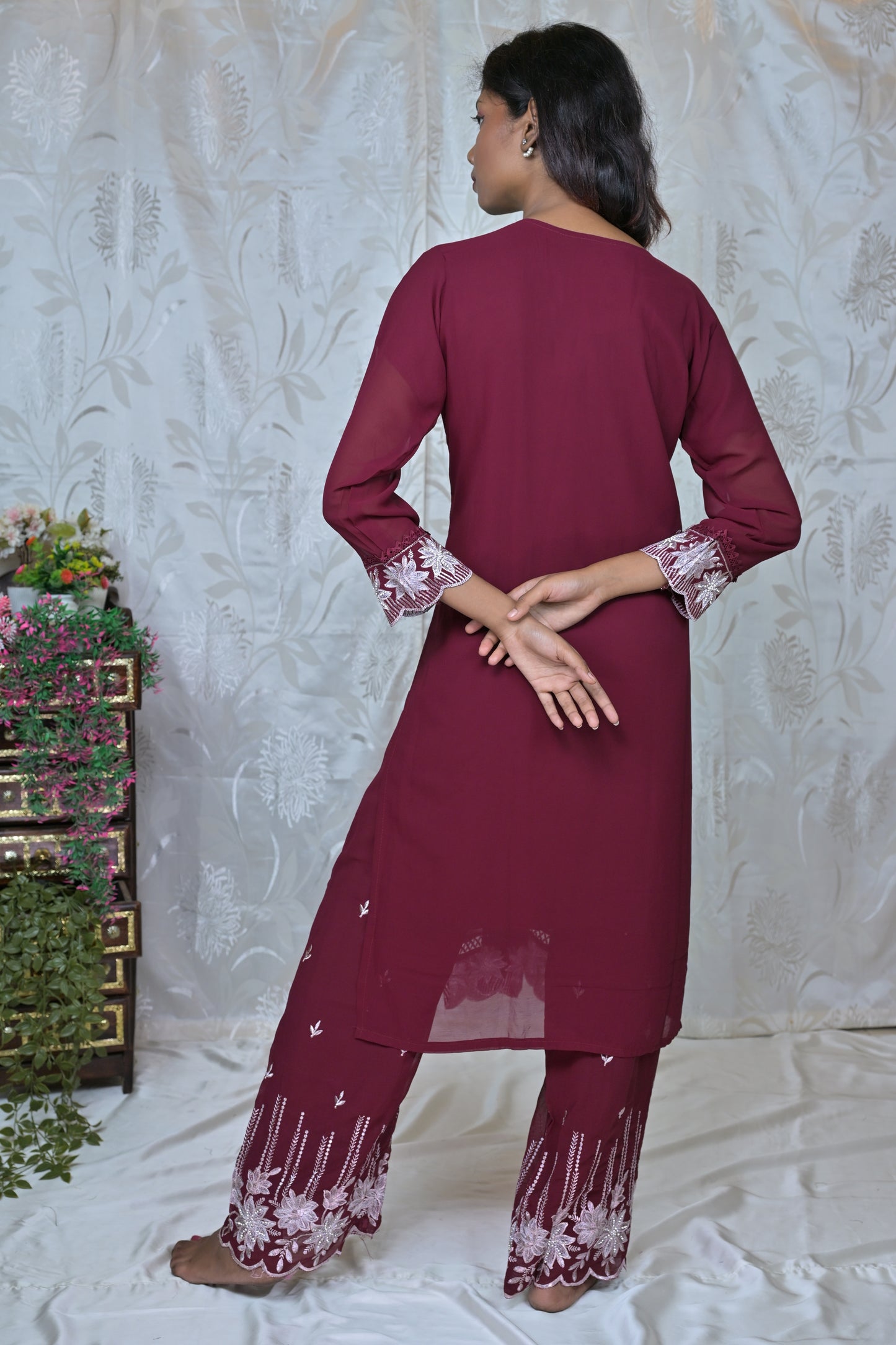 "FLORAL WHISPER" EMBROIDERED 3-PIECE SUIT SET