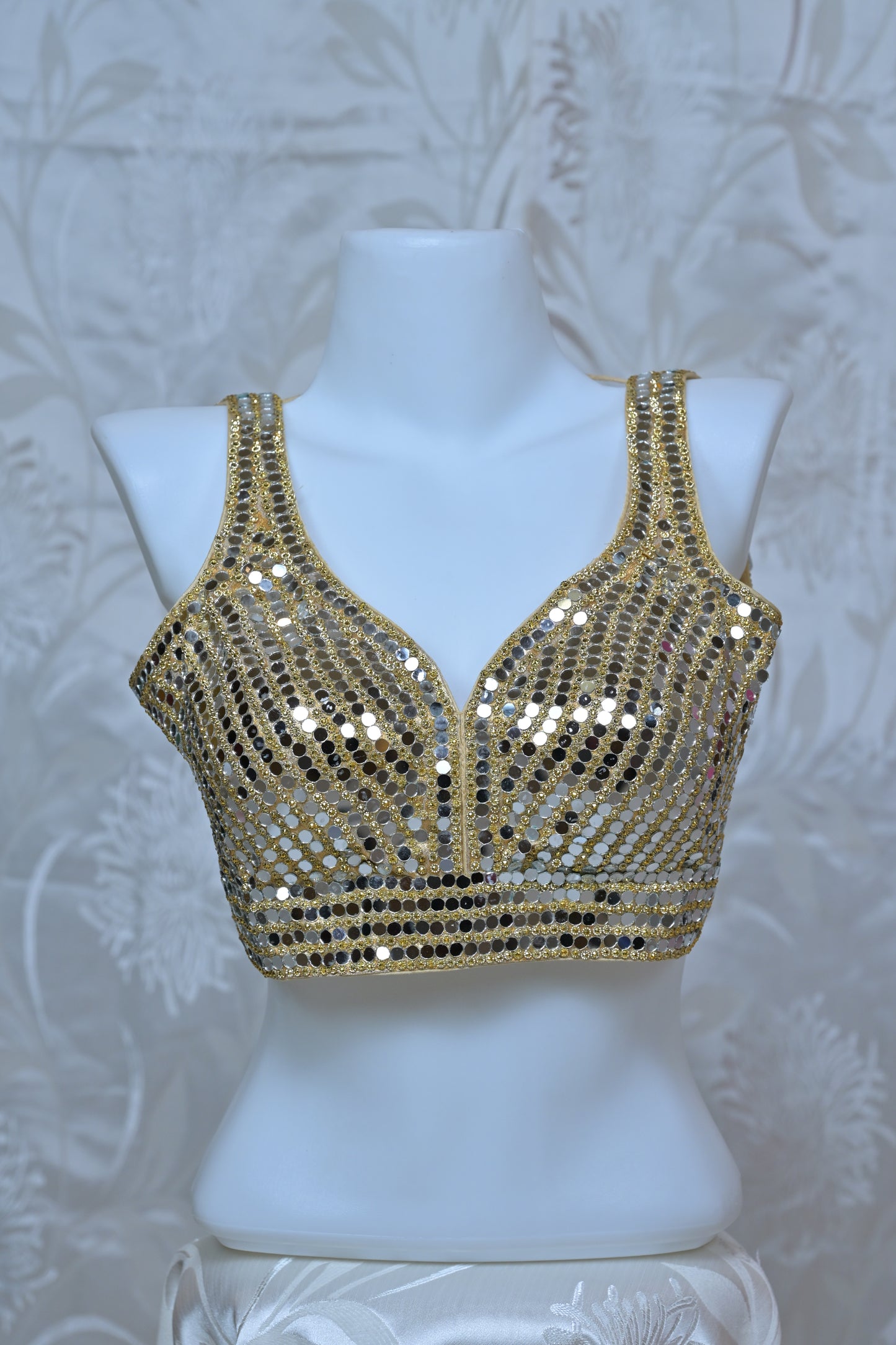 Elegant Mirror Work Padded Blouse