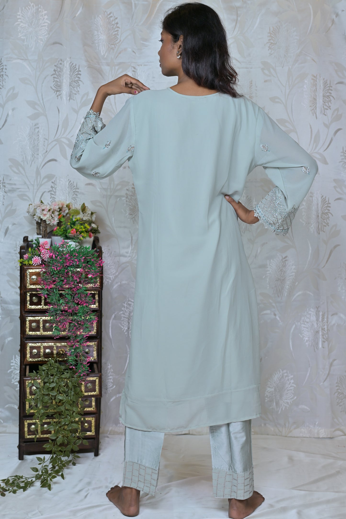 Soft Hue Embroidered Three-Piece Set