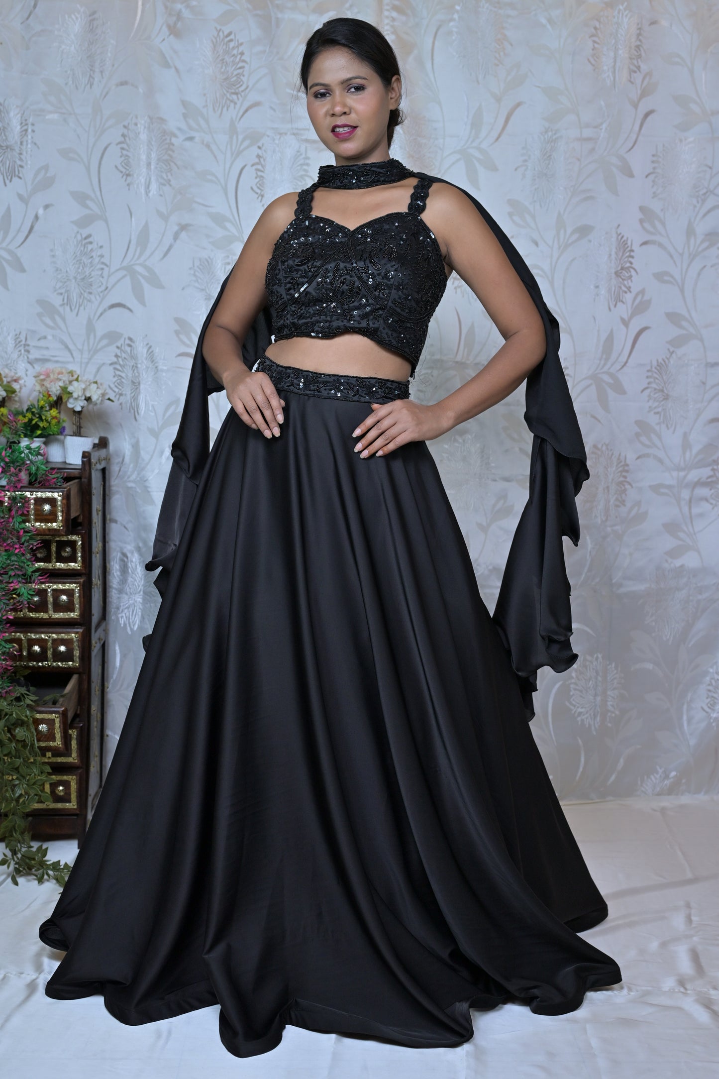 Glamorous Black Sequin Lehenga