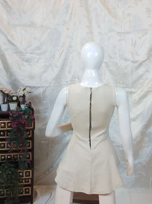 Women White Ruffled One-Shoulder Top