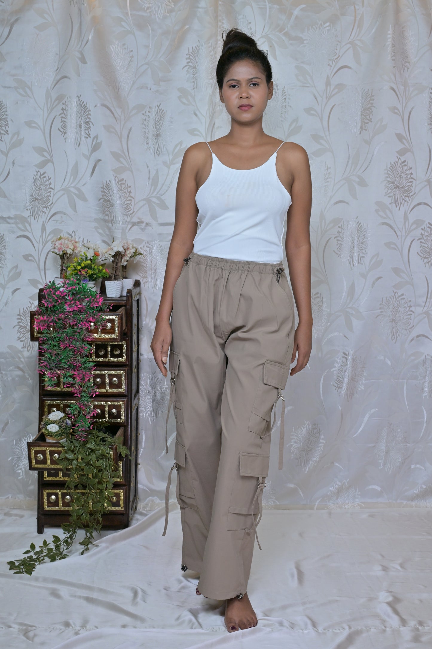 Trendy Solid Parachute Cargo Pants