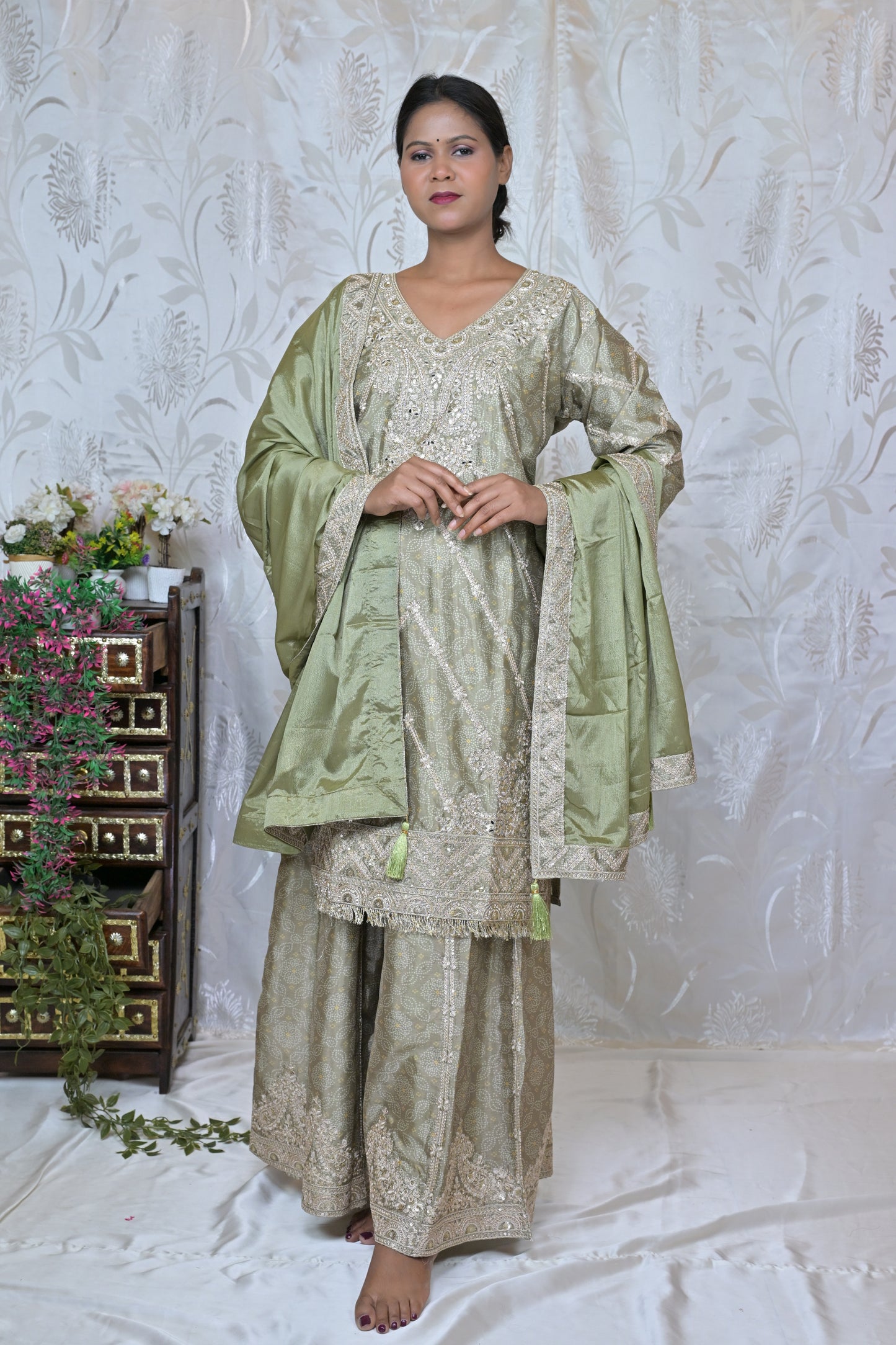Heavy Embroidered Gharara Suit Set