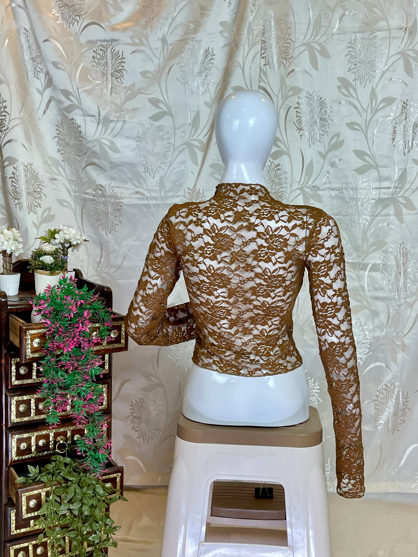 Sheer Lace Layered Crop Top