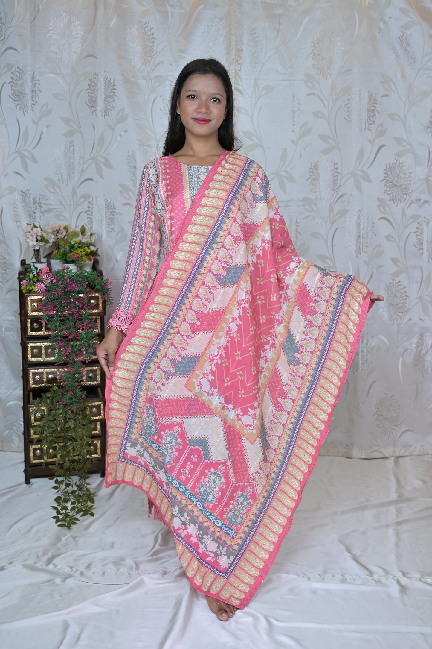 Designer Print Casual Muslin Suit