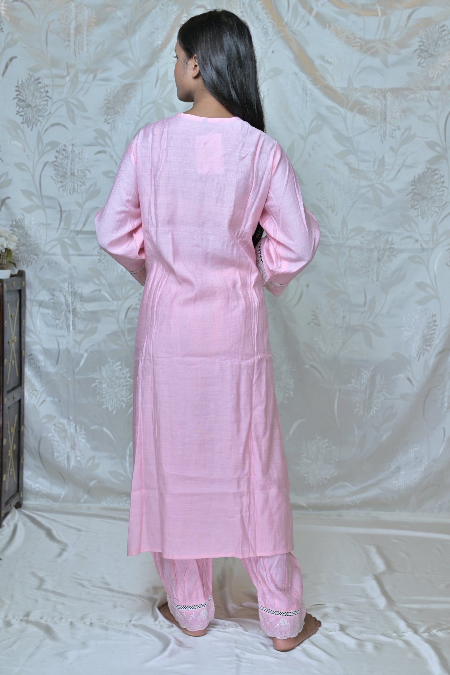 Pastel Embroidered Cotton Suit Set