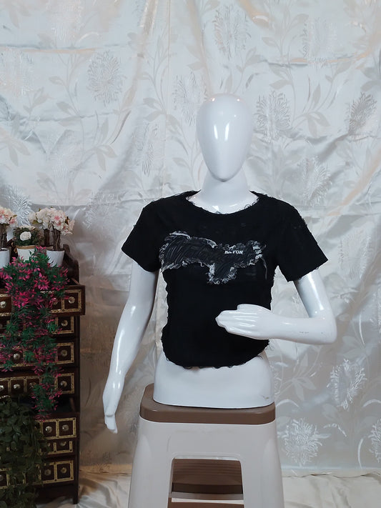 Women white Ribbed Knit High-Neck Top