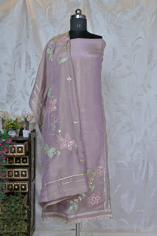 Lavender Charm Gota Patti Suit Material
