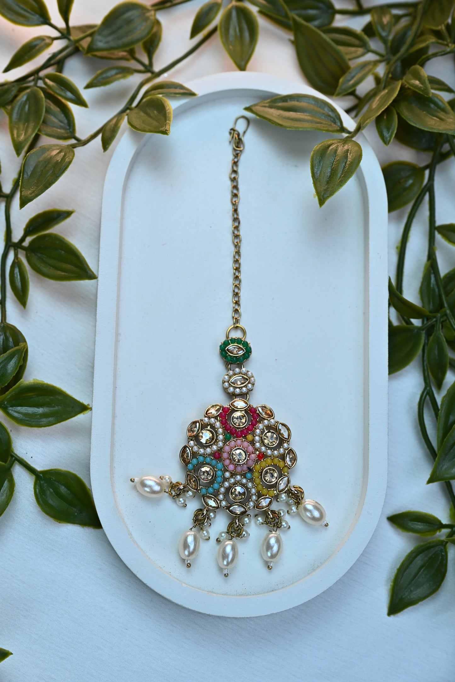 Pastel Meenakari Kundan Choker Set with Pearl Drops and Jhumka Earrings