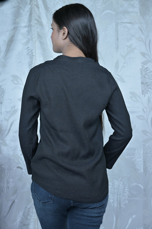 Black Solid Regular Shirt