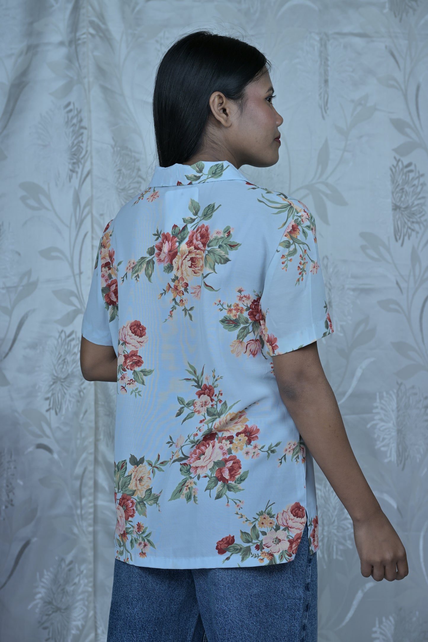 Blue Floral Print Shirt