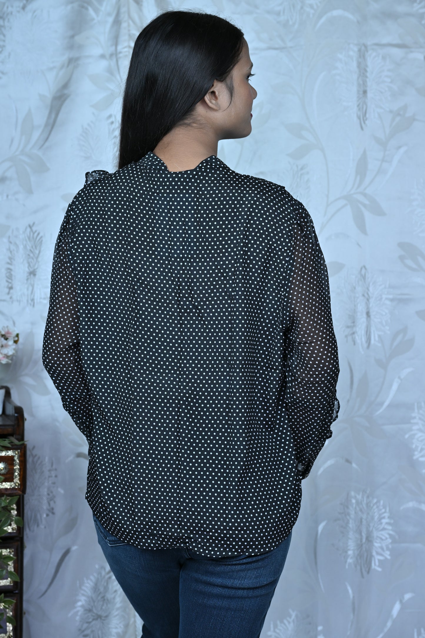 Black & White Polka Dot Tie-Up Top