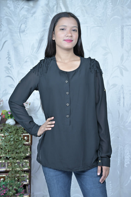 Elegant Black Long Sleeve Top