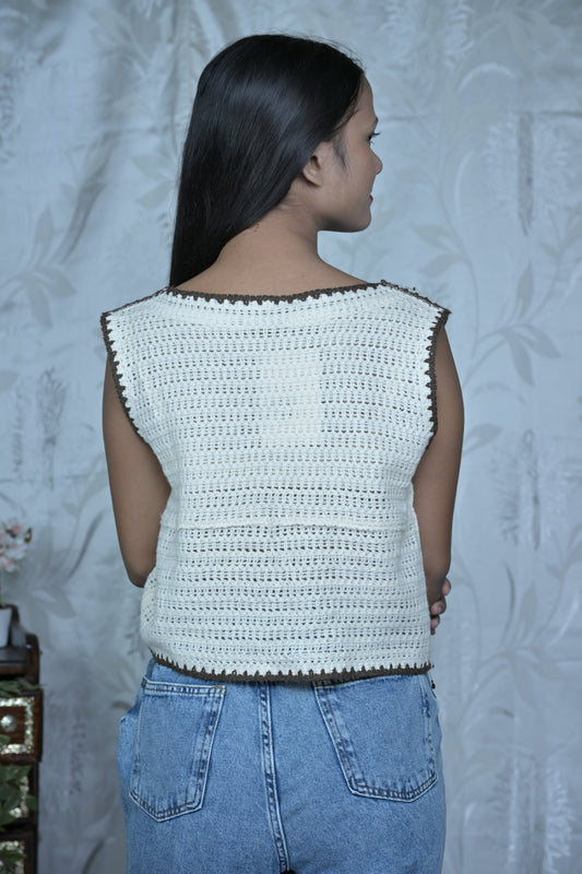 White Crochet Vest