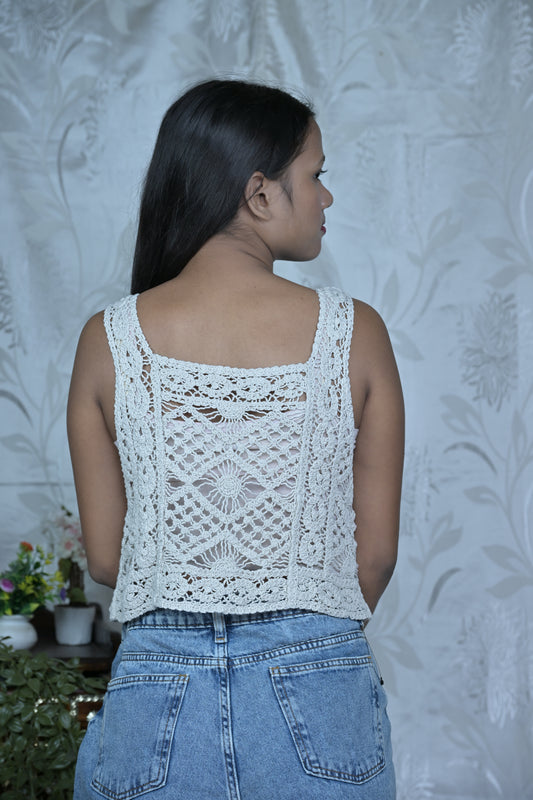 White Crochet Top
