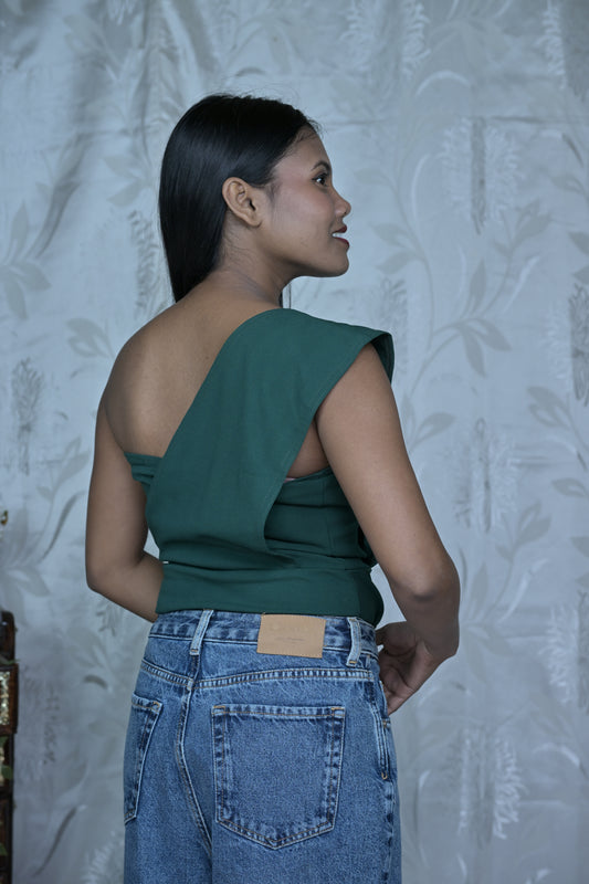 Green One-Shoulder Bodysuit