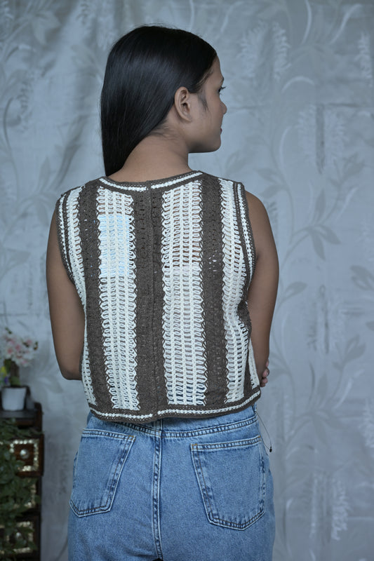 Brown Crochet Vest