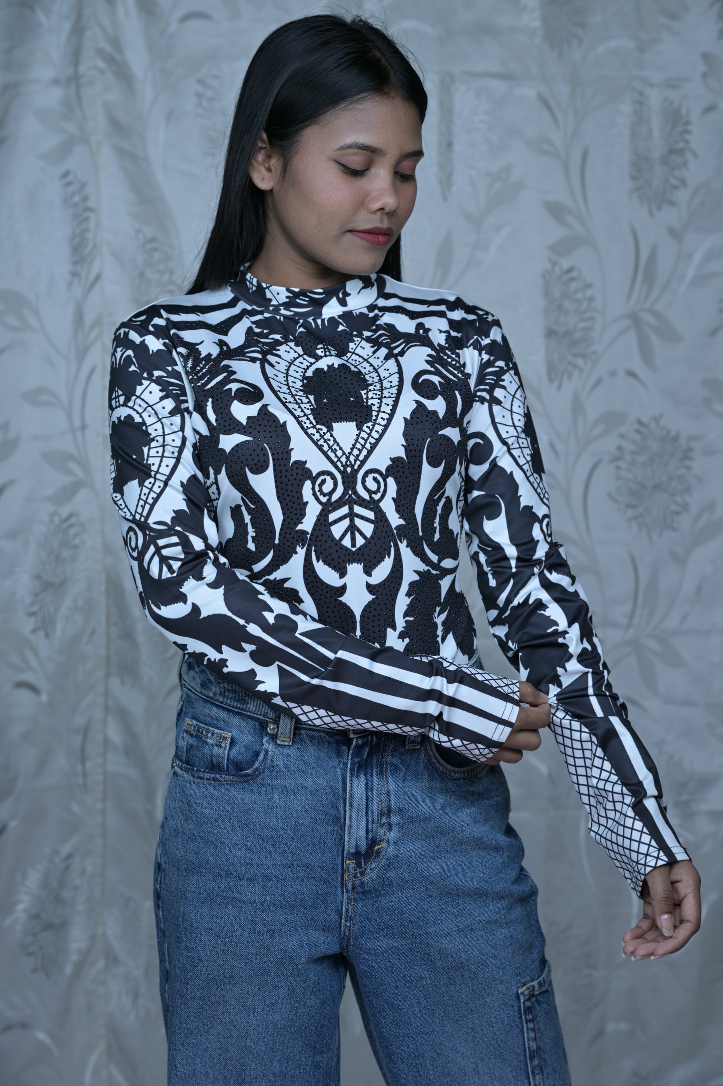 Black and White Patterned Bodysuit