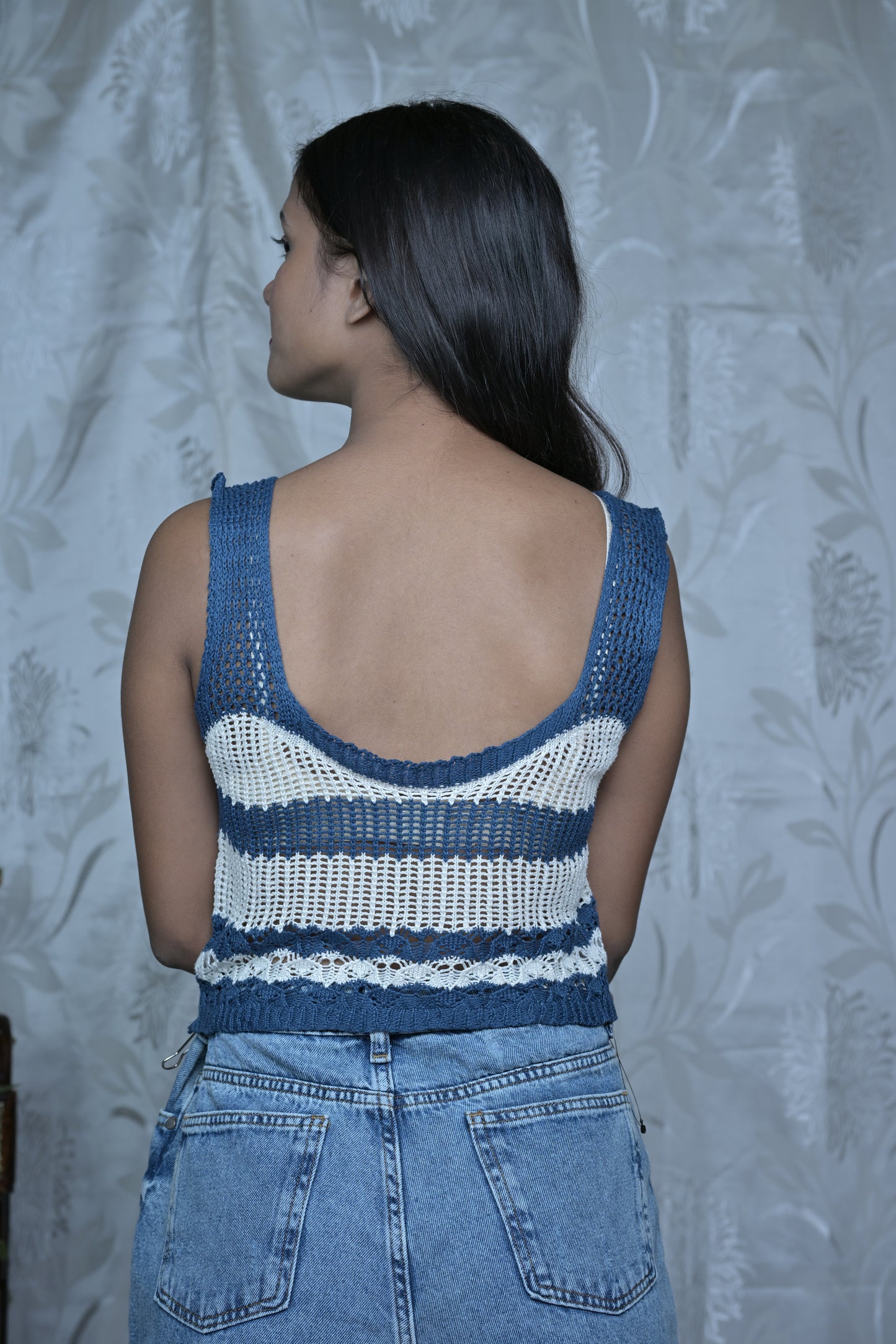 Sheer Striped Crochet Top