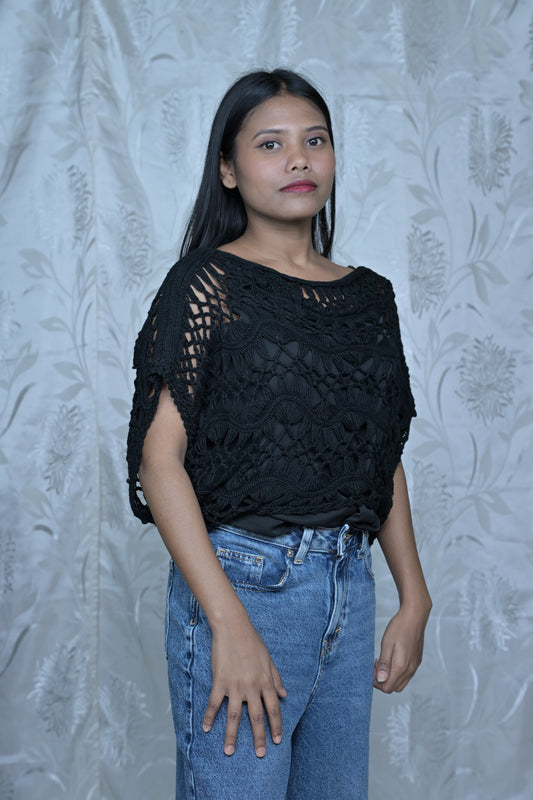 Edgy Black Crochet Top