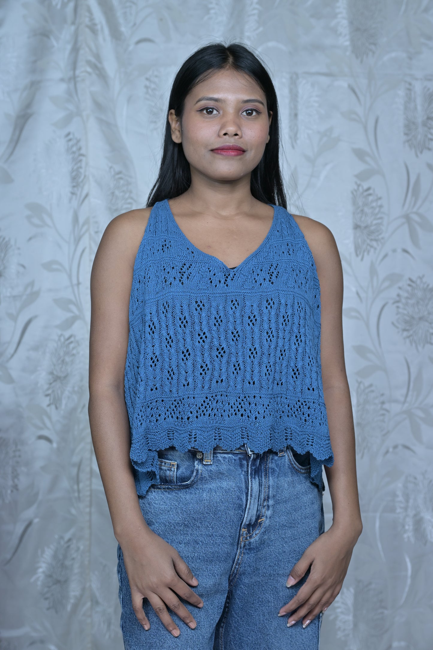 Stylish Blue Crochet Top