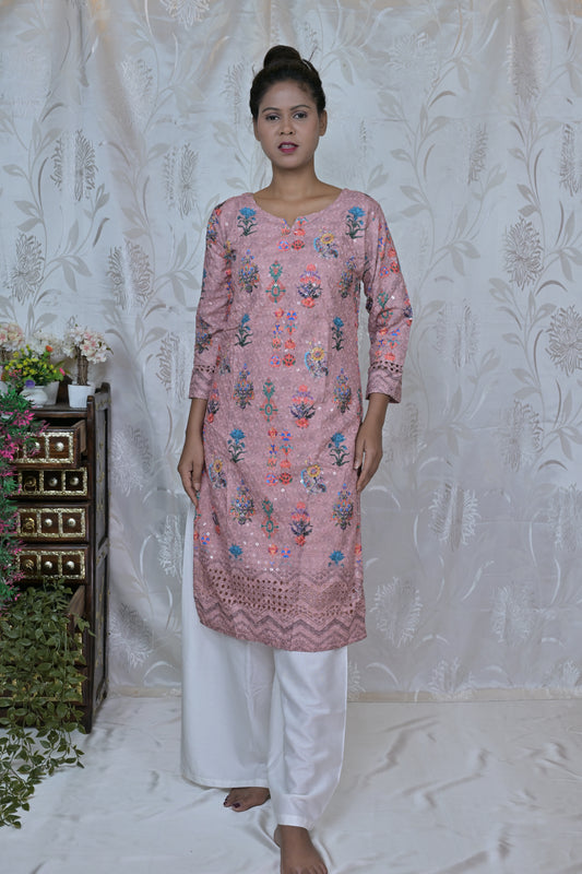 Blush Bloom Embroidered Kurta