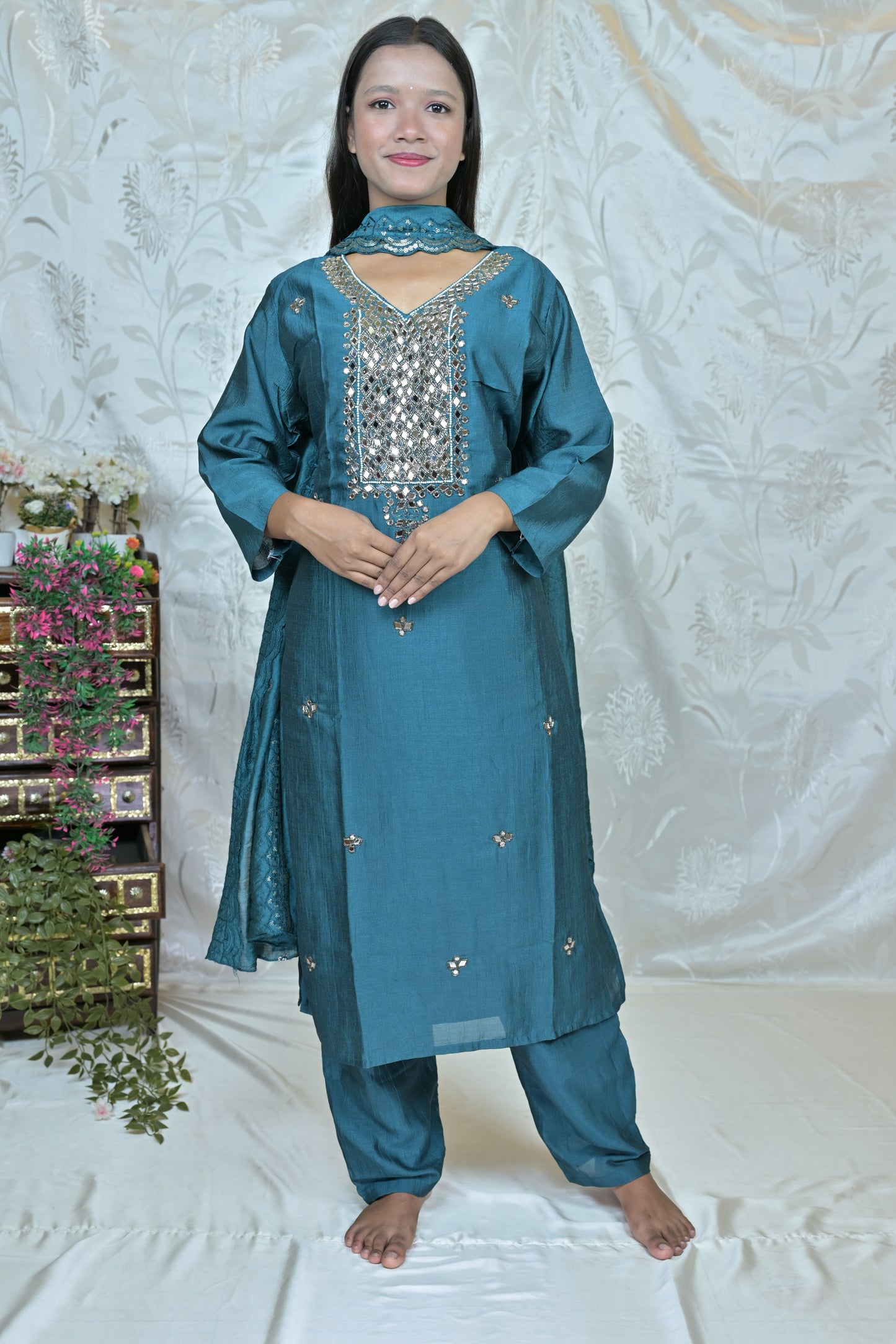 shimmering Embellished Suit Set