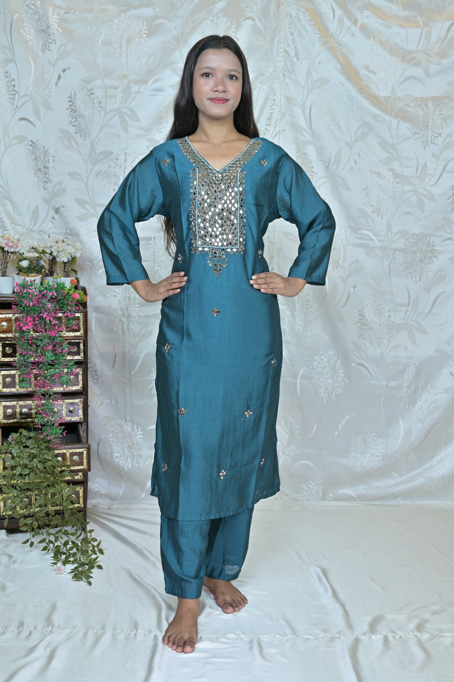 shimmering Embellished Suit Set