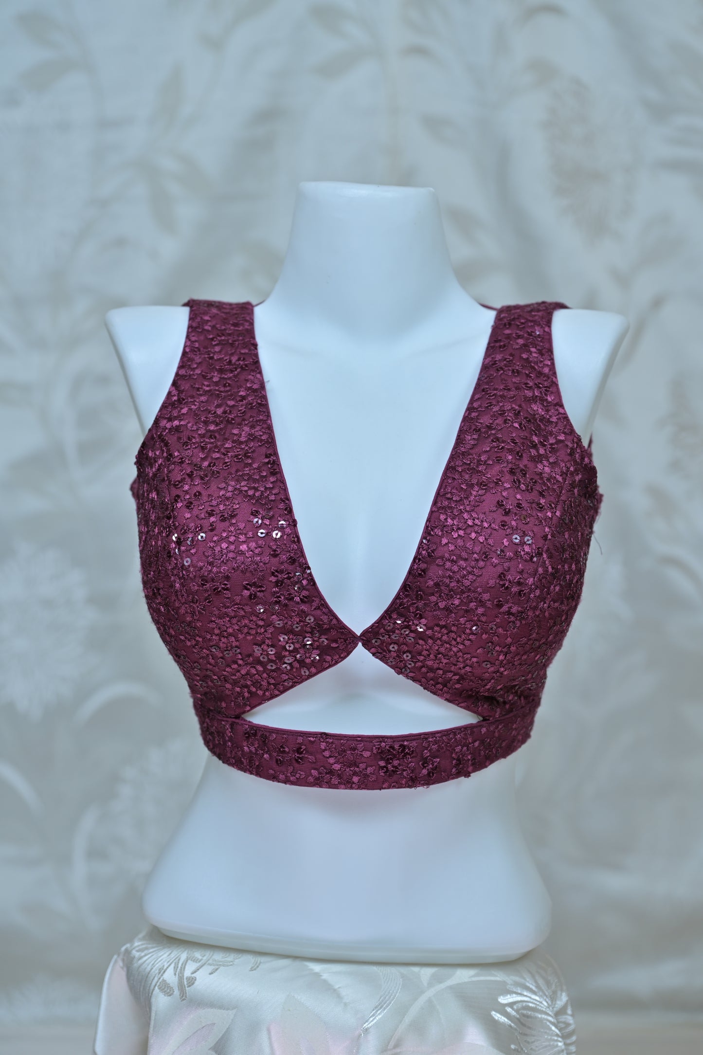 Purple Sequin Cut-Out Blouse