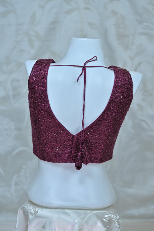 Purple Sequin Cut-Out Blouse