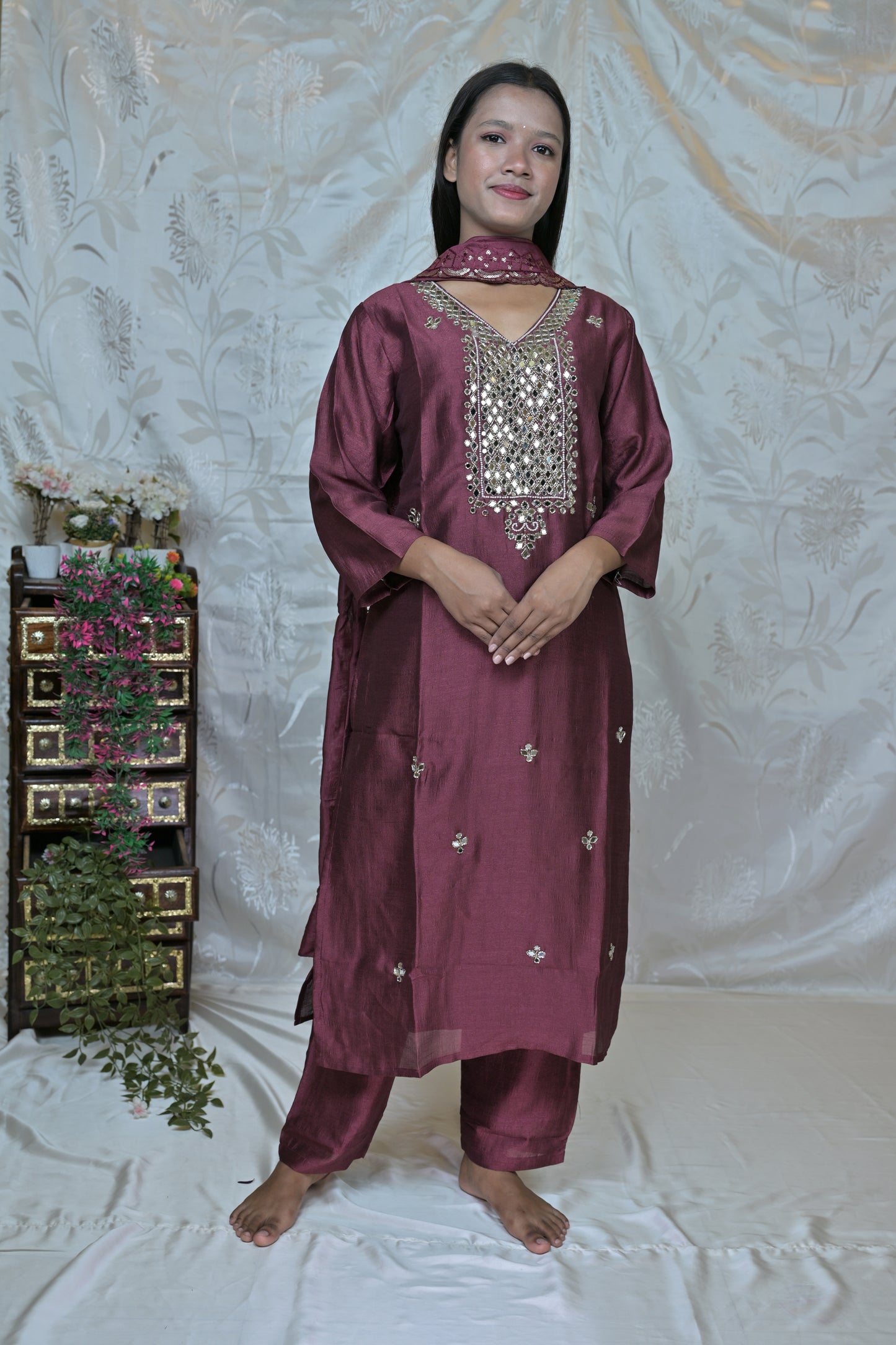 shimmering Embellished Suit Set