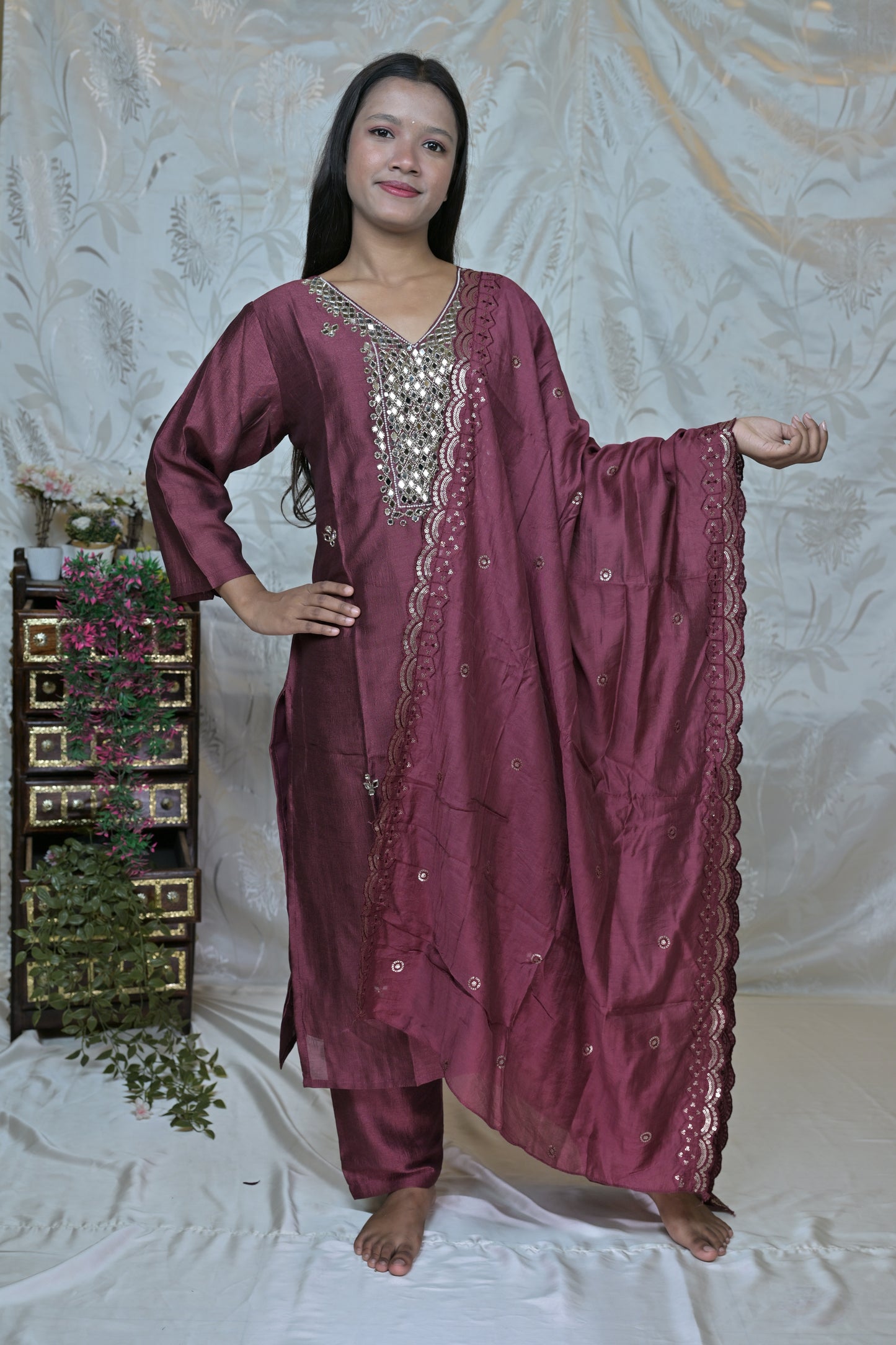 shimmering Embellished Suit Set