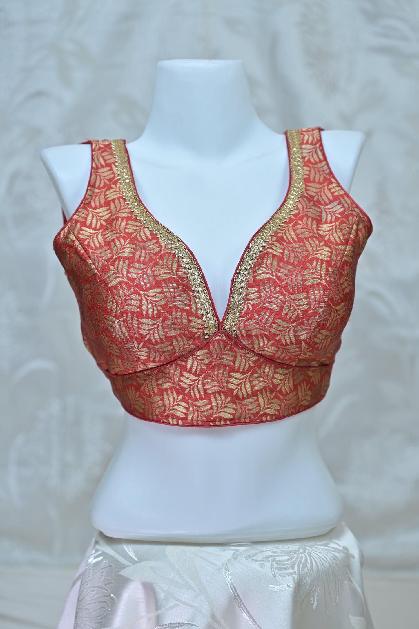 Regal Red & Gold Brocade Party Blouse