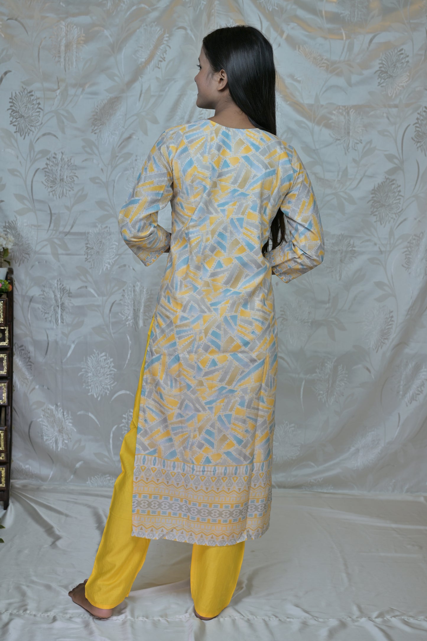 Radiant Yellow Printed & Embroidered 3-Piece Suit Set