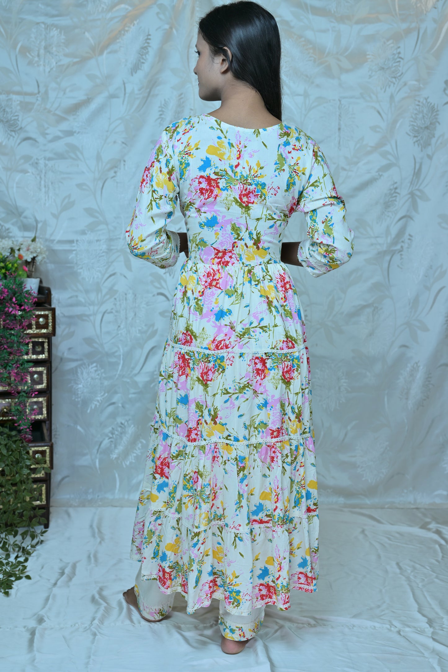 Floral Breeze" Embroidered & Printed 3PC Suit Set