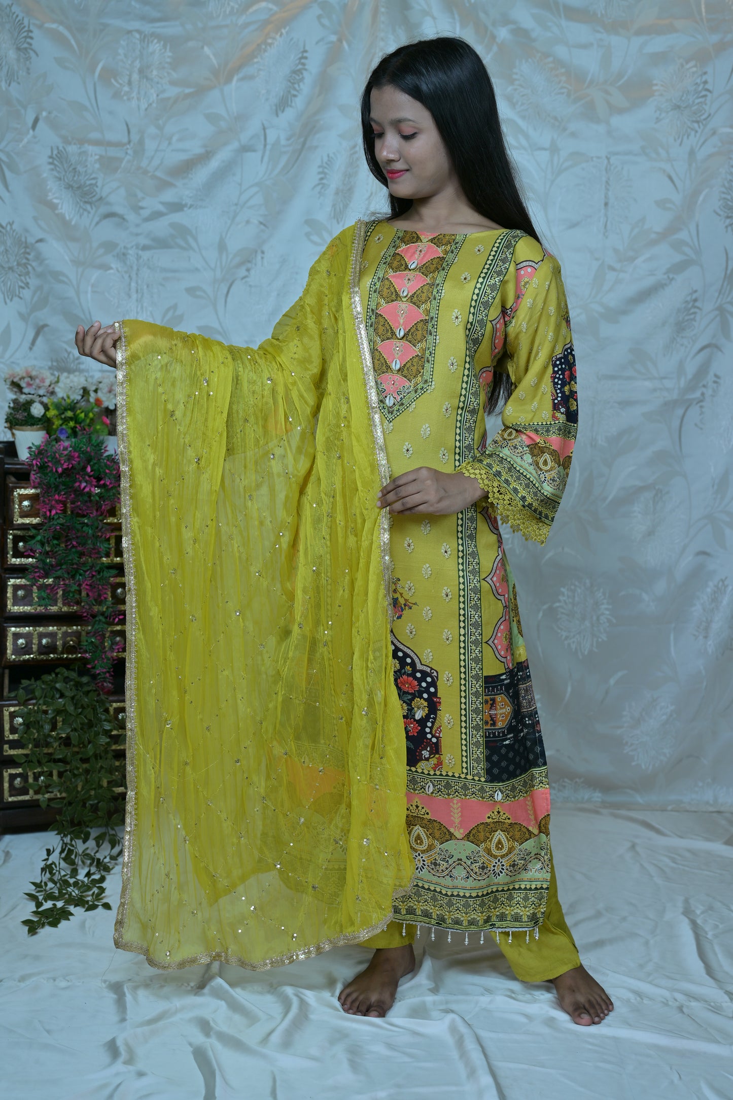 Ethnic Charm" Printed & Embellished 3PC Suit Set