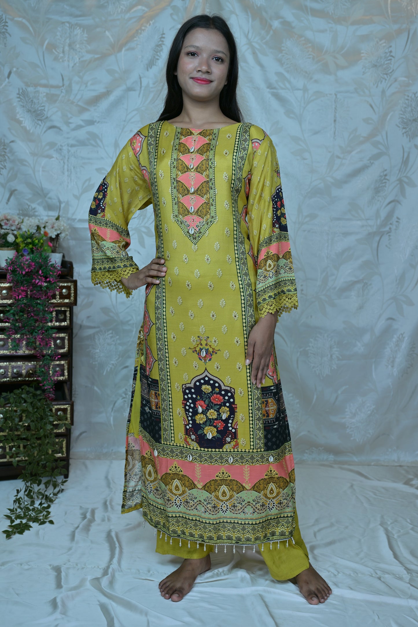 Ethnic Charm" Printed & Embellished 3PC Suit Set