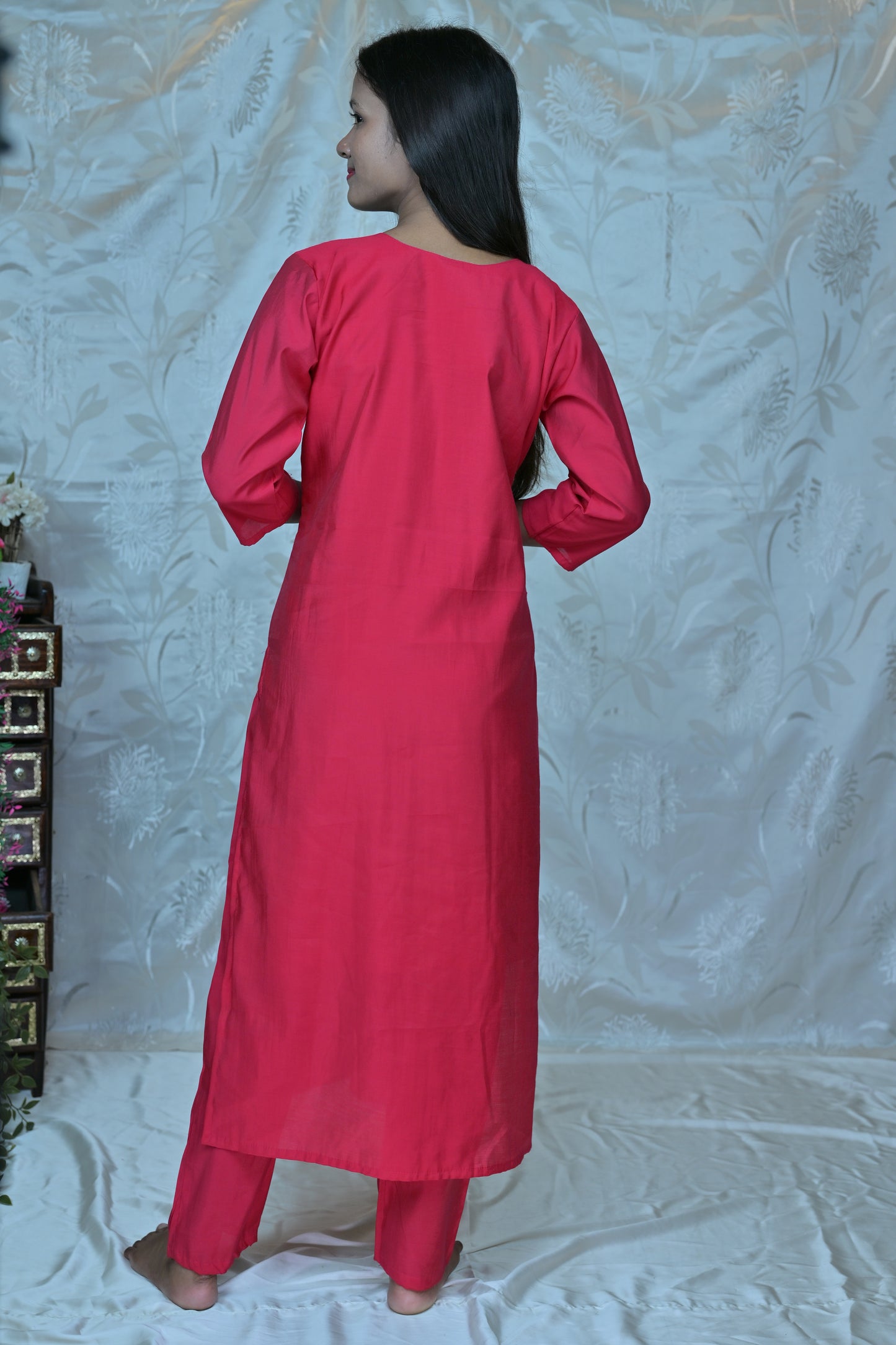 Rose Garden" Embroidered Silk Blend 3PC Suit Set