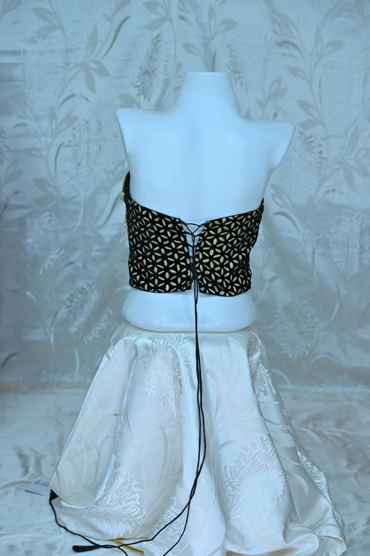 Luxurious Black and Gold Beaded Tube Blouse