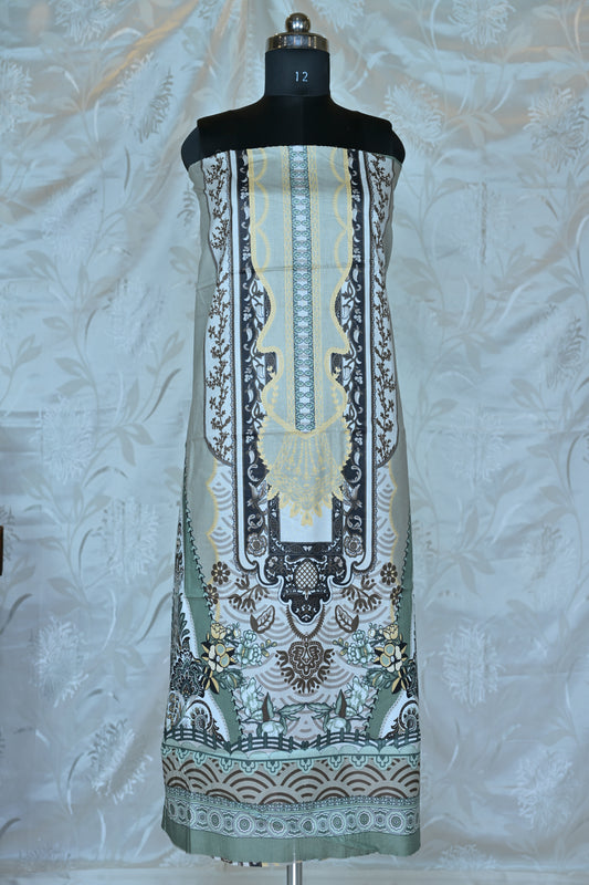 Elegant Multi-Tone Printed Unstitched Suit Set