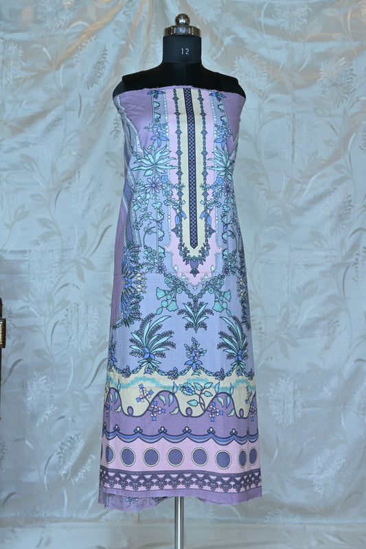 Lavender & Lilac Printed Unstitched Suit Set