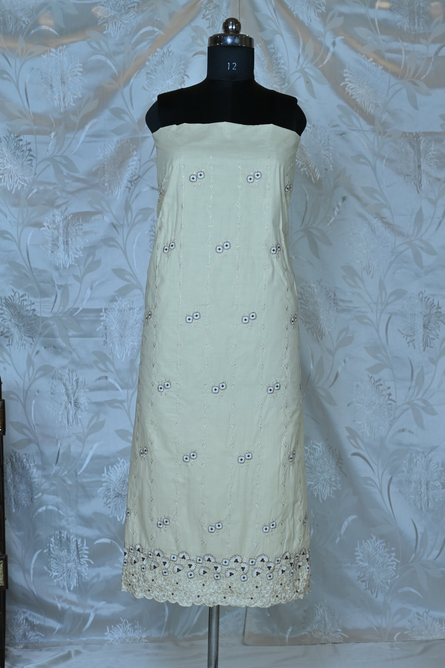 Elegant Cotton Suit Material Set with Delicate Embroidery