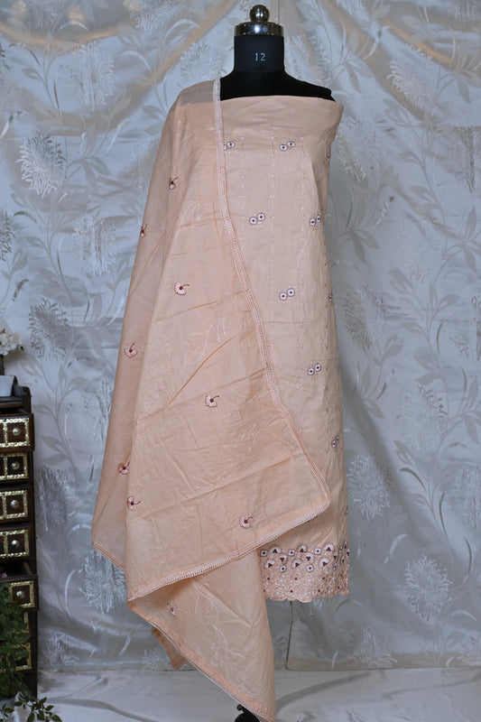 Elegant Cotton Suit Material Set with Delicate Embroidery