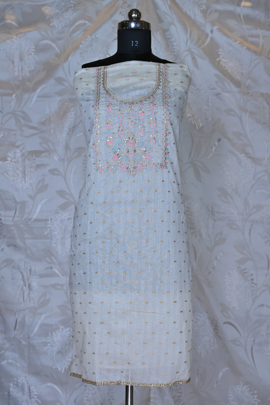 Charming Chanderi Suit Set with Floral Organza Dupatta