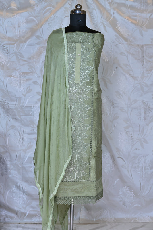 Elegant Lucknowi Chikankari Suit Set with Delicate Embroidery